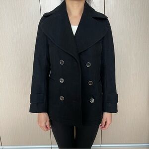 Burberry Brit Black Double-Breasted Wool Peacoat